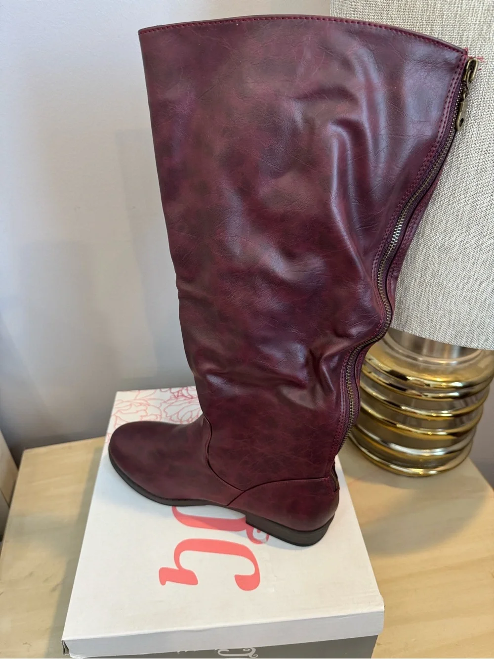 Juicy Couture Burgundy Over-the-Knee Buckle Riding Boots
